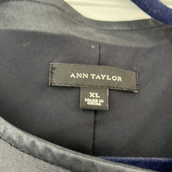 ANN TAYLOR Womens leather moto jacket size XL in deep navy - Picture 2 of 6